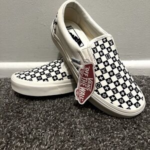 VANS x LOUIS VUITTON White Black Checkered Slip-On  Sneaker Mens 5.5 Wmns 7
